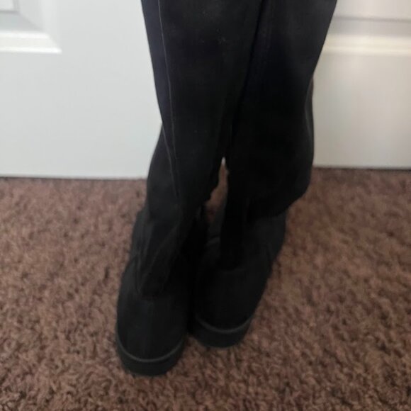 SODA Black Microsuede Stretch Over The Knee Boots Size 6 - Picture 3 of 9
